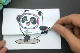给冰墩墩手绘三次变身卡通画，有趣变换简单又创意，小朋友很喜欢视频封面