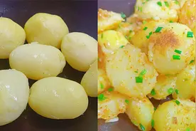 在四川土豆又叫洋芋，煮熟后剥皮再放铁锅煎，面软的洋芋坨坨真香