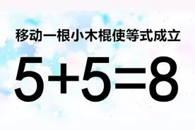 移动一根小木棍使5+5=8成立，看似简单的奥数，却很容易让人做错