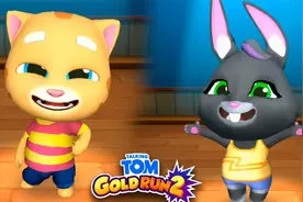 汤姆猫跑酷游戏 金杰猫追赶小浣熊收集金币vs贝卡兔跑酷视频封面