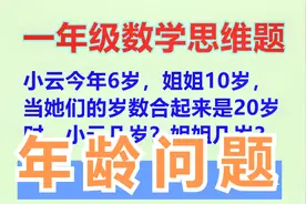 小云和姐姐的年龄和是20岁时，她俩各几岁，孩子们急得直哭不会算