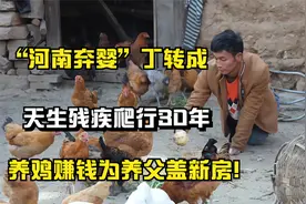 “河南弃婴”丁转成，天生残疾爬行30年，养鸡赚钱为养父盖新房!视频封面