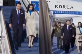 韩总统夫人访问阿联酋被指责不懂礼仪：下飞机后走在地毯最中间视频封面