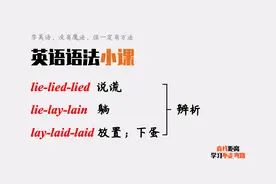 英语语法小课：lie、lay、lied、lain、laid能分清吗？看着都头大视频封面