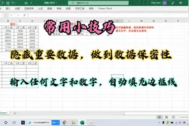 excel隐藏重要数据做到数据保密性，输入任意字会自动填充边框线视频封面