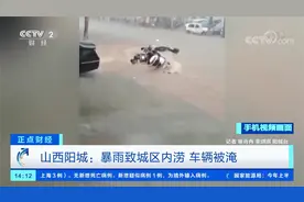 山西阳城：暴雨致城区内涝 车辆被淹