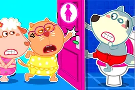 小猪佩奇：沃尔夫着急上厕所，竟然跑进女洗手间！视频封面