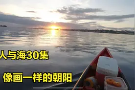 【老人与海30】海上的朝阳特别美，老渔民好像和鲨鱼特别有缘分！视频封面