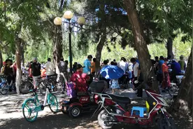沈阳劳动公园，一男一女跳双人舞，很多老年人在围观，场面真热闹视频封面