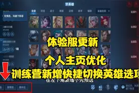 王者更新 训练营新增快捷更换英雄选项 表情包和个人主页优化升级视频封面