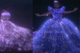 儿子为妈妈绘制特效星光公主裙，场景惊艳众人，网友：好儿子！视频封面