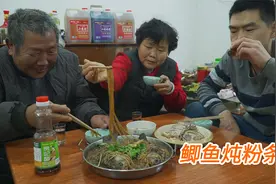 老妈想吃红薯粉了，阿远做个“鲫鱼炖粉条”吃，有嚼劲又下饭