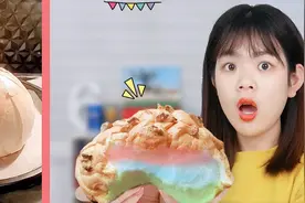 挑战自制彩虹云朵蛋糕，3个蛋清20分钟就能做，细腻松软太好吃了