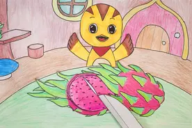 手绘萌鸡小队：麦奇第一次吃火龙果，一起传播火龙果种子！