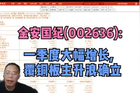 金安国纪(002636):一季度大幅增长,覆铜板主升浪确立