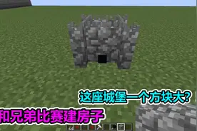 MC我的世界：和兄弟比赛建房子，只在一格中建造谁会赢视频封面