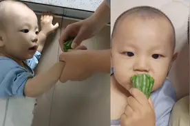 宝宝爱吃手戒不掉，父母想妙招拿苦瓜水涂手指上，结果更意外视频封面