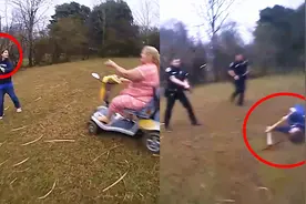 美国女子持镐头威胁警察 母亲劝阻被无视 做袭击动作瞬间中枪！视频封面