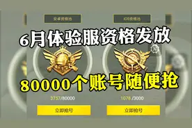 和平精英：新版本体验服首次发放资格，一次就放8w多个账号！