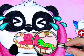 定格动画：小熊猫吃冰淇淋配拉面，结果导致牙齿痛，牙医快帮帮它