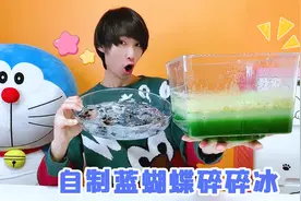 工厂碎碎冰还能自制？用蓝蝴蝶染色，成功后就洗了它！无硼砂视频封面