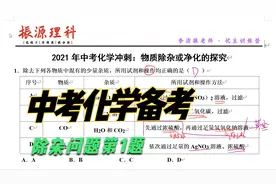 2021年中考化学冲刺：物质除杂或净化的探究，第1题视频封面