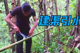 荒野中建造水利工程，山泉水引入家门前，免费的自来水！视频封面