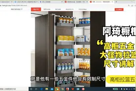 阿琦定制橱柜五金讲解分享之高柜大怪物拉篮尺寸与设计注意事项视频封面