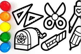 给佩奇的新文具盒画6种漂亮的文具用品#趣味填色儿童简笔画视频封面