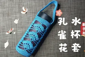 钩针编织孔雀花镂空水杯套，好看又实用，也可以钩成便携手机包！视频封面