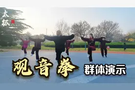 观音拳群体演示，动作优美简单易学，非常好的一套拳法视频封面