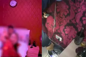 扫黄现场！警察突击足浴店，多“报警器”直响，男子半裸在双人床视频封面