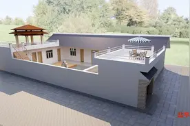 一层三合院休闲养老别墅，亭台楼阁，鱼池假山，影壁，15万建成。视频封面