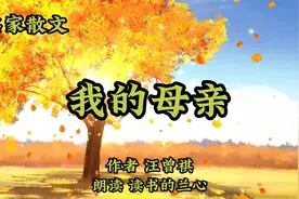 名家散文朗诵《我的母亲》，汪曾祺，对于生母的记忆似乎是伤感的视频封面