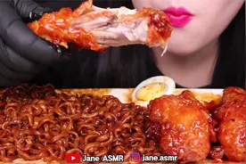 【韩国🇰🇷Jane】美女姐姐今日吃：火鸡面+大鸡腿+卤蛋视频封面