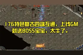 热血传奇：176特色复古四端互通，上线GM就送BOSS宝宝，太牛了。视频封面