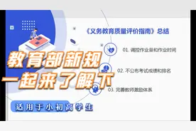 教育部出台《义务教育质量评价指南》，都讲了些什么视频封面