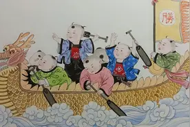 工笔画童子赛龙舟技法讲解 童子形态各异 场面很热闹视频封面