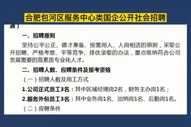 合肥包河区服务中心国企社会招聘6人，本科可报，8-9千/月视频封面