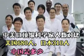 中美日顶尖科学家的数量比较：美国680人，日本310人，中国有多少视频封面