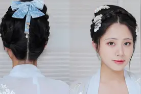 【汉服发型教程】一款无发包温柔可爱的适合日常出行古风汉服发型