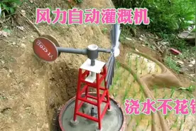 小伙在山上建造了一台风力自动灌溉机，浇水不花钱，农村用特方便视频封面