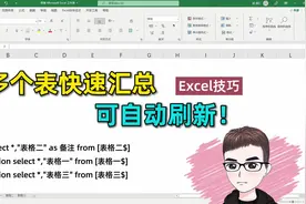 Excel技巧：多表快速汇总，可自动刷新，一行SQL语句搞定！视频封面