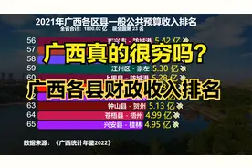 2021广西111个县财政收入排名，仅22个破10亿，看你家乡排第几？视频封面