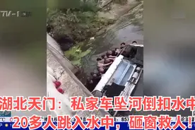 湖北天门：私家车坠河倒扣水中，20多人跳入水中，砸窗救人！视频封面