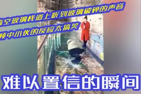 走在高空玻璃栈道上听到玻璃破碎的声音，视频中小伙的反应太搞笑视频封面
