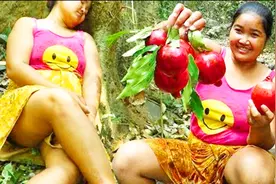 馋货肥表姐跑山里摘野生石榴，酸爽里带着丝丝清甜，就是嚼到嘴软