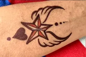 如何在家里用钢笔DIY飞星，美丽的心小清新纹身？？？