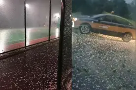 北京市发布冰雹黄色预警 密集冰雹如暴雨般密集落下