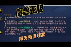 魔兽世界亚服新手聊天频道1分钟实录，广告疯狂刷屏无一活人说话